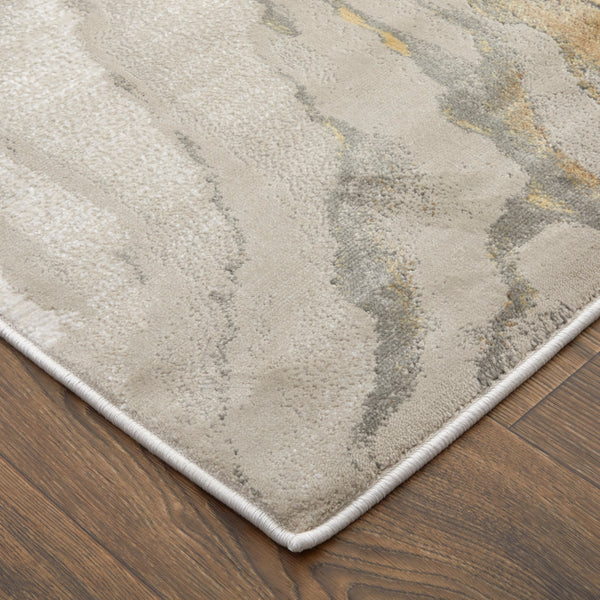 Feizy Rugs Waldor Modern Abstract Rug - Elegant High-low Pile Design For Chic Home Decor, Crafted In Turkey Gold,Ivory,Gray Polypropylene,Polyester 7353602fivy000i71