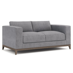 Bernhardt Bernhardt Noel Loveseat In Grey Fabric With Feather-Down Cushions, Low Profile & Portobello Base - Made to Order P7325A