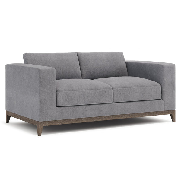 Bernhardt Bernhardt Noel Loveseat In Grey Fabric With Feather-Down Cushions, Low Profile & Portobello Base - Made to Order P7325A