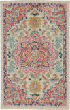 Nourison Passion PSN25 Machine Made Power-loomed Ornamental Border Indoor Only Bohemian Vintage Rug Ivory Pink, Ivory Pink 100% Polypropylene 99446748089