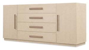 Hooker Furniture Westwood Polished Limestone Buffet With Oak Veneers, 4 Drawers, Adjustable Shelves & Silverware Tray 6133-75900-80