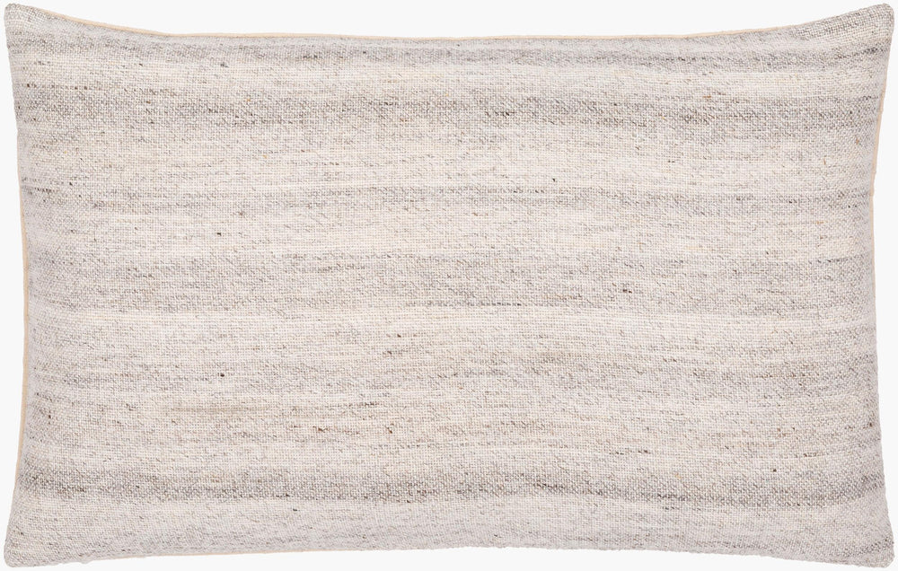 Surya Bonnie 14"L X 22"W Country Cottage Lumbar Pillow - Soft Cotton & Wool Blend With Intricate Stitching Light Gray Cotton,Wool,Cotton Bie001-1422