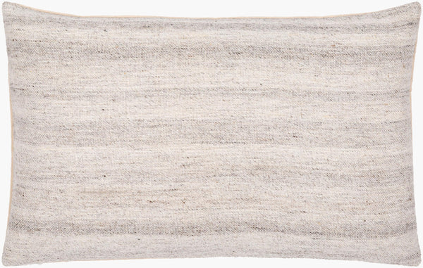 Surya Bonnie 14"L X 22"W Country Cottage Lumbar Pillow - Soft Cotton & Wool Blend With Intricate Stitching Light Gray Cotton,Wool,Cotton Bie001-1422