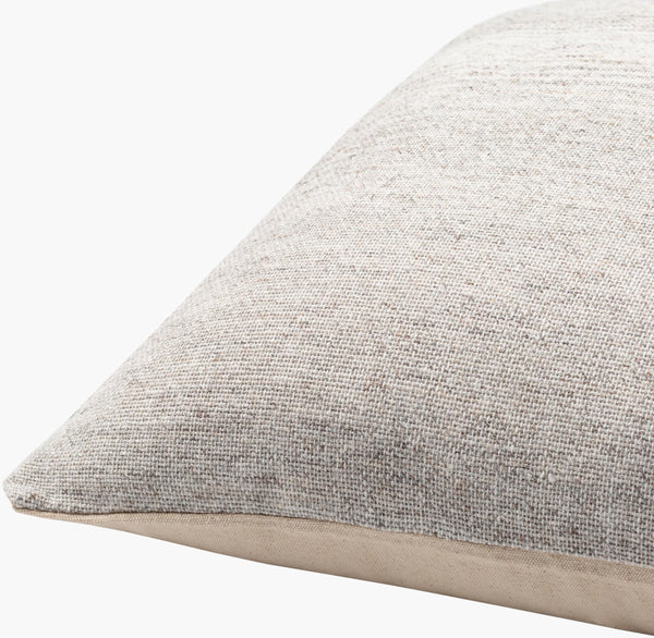 Surya Bonnie 14"L X 22"W Country Cottage Lumbar Pillow - Soft Cotton & Wool Blend With Intricate Stitching Light Gray Cotton,Wool,Cotton Bie001-1422