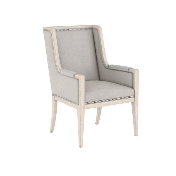 A.R.T. Furniture Passport Host Chair - Contemporary Design With Blanche Finish & Nailhead Trimmed Upholstery Light Brown, Gray Materials, Quartered Ash Veneers  And Ash Solids 301200-2349