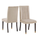 Homelegance By Top-Line Maya Velvet Channel Back Dining Chairs (Set of 2) Taupe Rubberwood