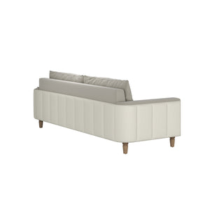 A.R.T. Furniture Barret Sofa - Luxurious Sand Velvet With Channeled Detailing And Sleek Track Arms For Modern Elegance Beige Inside, Velvet Sand Colored Polyester Fabric,Outback In Faux,Leather Parchement Colored Material 735501-5911