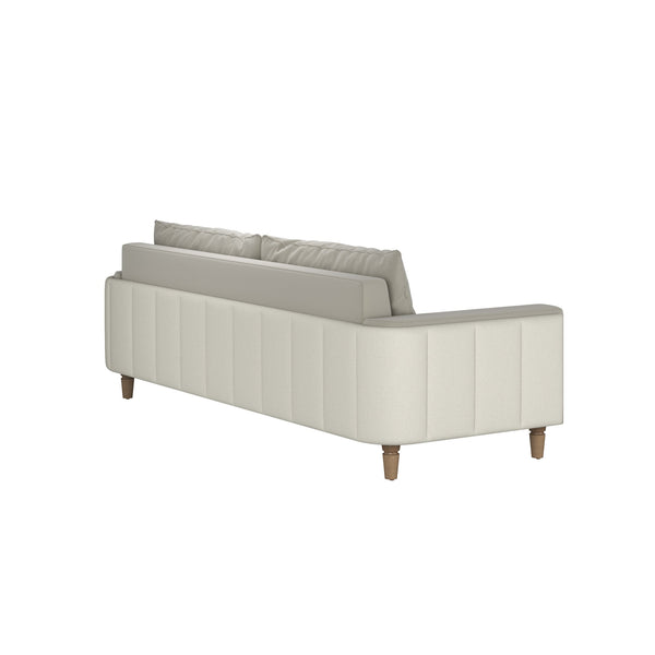 A.R.T. Furniture Barret Sofa - Luxurious Sand Velvet With Channeled Detailing And Sleek Track Arms For Modern Elegance Beige Inside, Velvet Sand Colored Polyester Fabric,Outback In Faux,Leather Parchement Colored Material 735501-5911