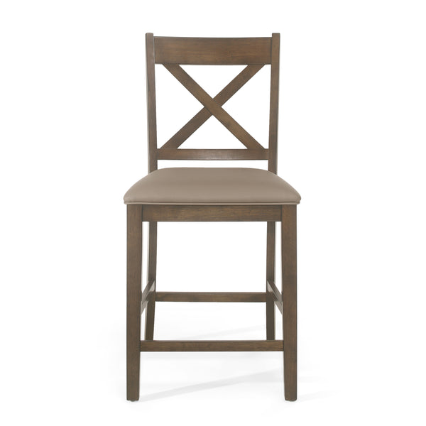 English Elm Christopher Knight Home® - Upholstered Wood Counter Stools Set of 2 – Farmhouse X-Back Rubberwood Seats, Antique Brown Comfort 69008.00ABRN