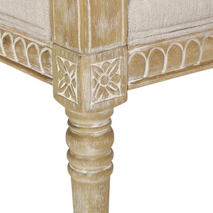 English Elm Christopher Knight Home® - CLUB Chair with French Country Carved Accents, Upholstered Comfort, Weathered Rubberwood Frame -Elegant beige brown 71064.00BGE