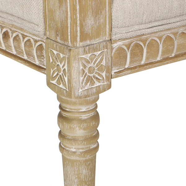 English Elm Christopher Knight Home® - CLUB Chair with French Country Carved Accents, Upholstered Comfort, Weathered Rubberwood Frame -Elegant beige brown 71064.00BGE