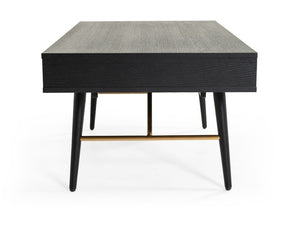 VIG Furniture Billy Modern Black Oak Coffee Table With Gold Accents, Drawer & Open Storage, 43" X 24" X 18" VGDWJ5705