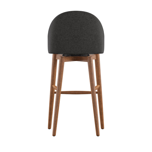 Homelegance By Top-Line Montague Mid-Century Wood Swivel Bar Height Stools (Set of 2) Dark Grey Rubberwood