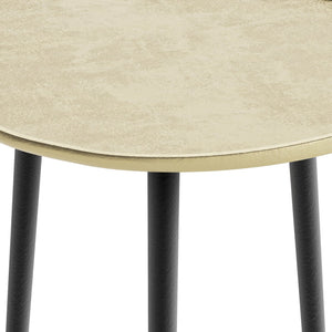 English Elm Tanner Gold Metal Side Table with Round Top & Tri‑Pod Black Legs, Handcrafted Mid‑Century Accent (99) B136P159633