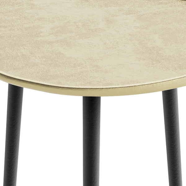 English Elm Tanner Gold Metal Side Table with Round Top & Tri‑Pod Black Legs, Handcrafted Mid‑Century Accent (99) B136P159633