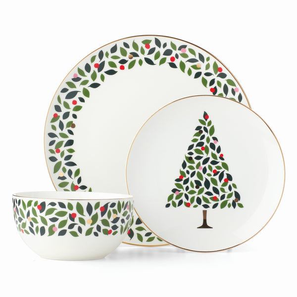 Lenox Kate Spade Evergreen 4-Piece Dinner Plates White, IVORY PORCELAIN 895357