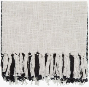 Surya Briar 50"W X 60"L Cotton Woven Throw Blanket – Cozy Charm With Fringe For Cottage-style Homes  Cotton,Cotton Bir1001-5060