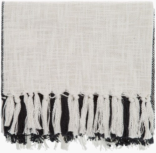 Surya Briar 50"W X 60"L Cotton Woven Throw Blanket – Cozy Charm With Fringe For Cottage-style Homes  Cotton,Cotton Bir1001-5060