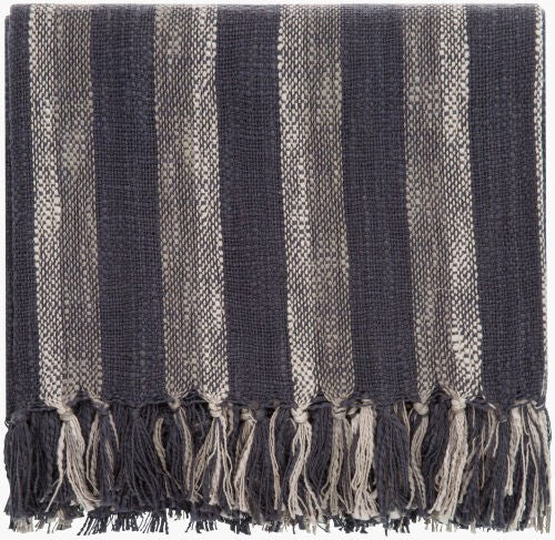 Surya Briar 50"W X 60"L Cotton Woven Throw Blanket – Cozy Charm With Fringe For Cottage-style Homes  Cotton,Cotton Bir1002-5060