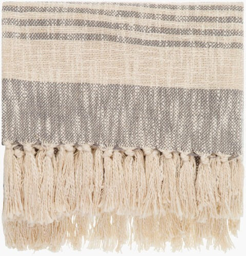 Surya Briar 50"W X 60"L Cotton Woven Throw Blanket – Cozy Charm With Fringe For Cottage-style Homes  Cotton,Cotton Bir1004-5060
