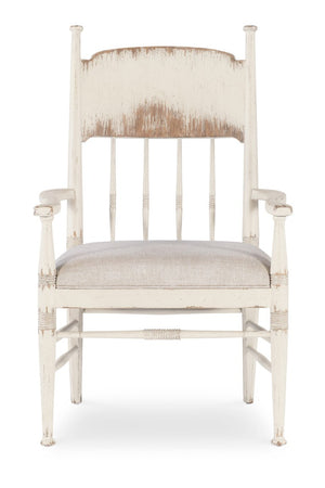 Hooker Furniture Americana Distressed Linen Arm Chair With Spindle Back, Carved Accents & Performance Upholstery 7050-75300-02