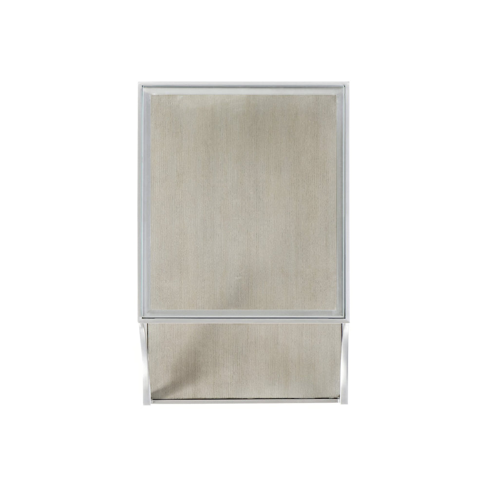 Bernhardt Bernhardt Cornelia Bi-Level Glass Side Table With Nebbia Wood Shelf Brushed Stainless Steel Legs 331121