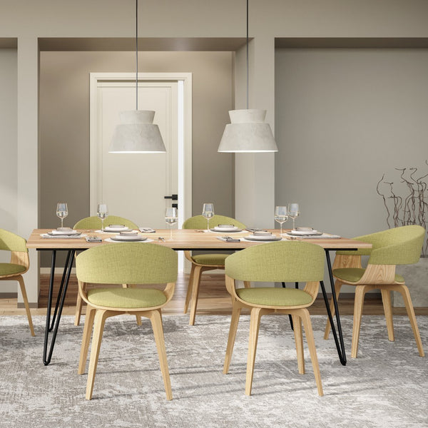 English Elm Lowell Bentwood Dining Chair - Stylish Acid Green Upholstery & Light Wood Frame For Comfort B136P158841