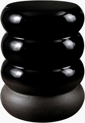 Surya Bizen Ceramic Garden Stool - Elegant 17"H X 13"W Outdoor End Table, Durable & Easy To Maintain Top, Black Ceramic,Ceramic Biz001-171313