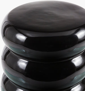 Surya Bizen Ceramic Garden Stool - Elegant 17"H X 13"W Outdoor End Table, Durable & Easy To Maintain Top, Black Ceramic,Ceramic Biz001-171313