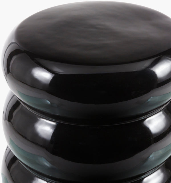 Surya Bizen Ceramic Garden Stool - Elegant 17"H X 13"W Outdoor End Table, Durable & Easy To Maintain Top, Black Ceramic,Ceramic Biz001-171313