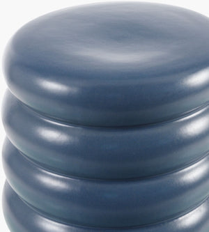 Surya Bizen Ceramic Garden Stool - Elegant 17"H X 13"W Outdoor End Table, Durable & Easy To Maintain Top, Blue Ceramic,Ceramic Biz005-171313