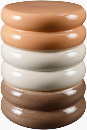 Surya Bizen Ceramic Garden Stool - Elegant 17"H X 13"W Outdoor End Table, Durable & Easy To Maintain Top, Blush Ceramic,Ceramic Biz006-171313