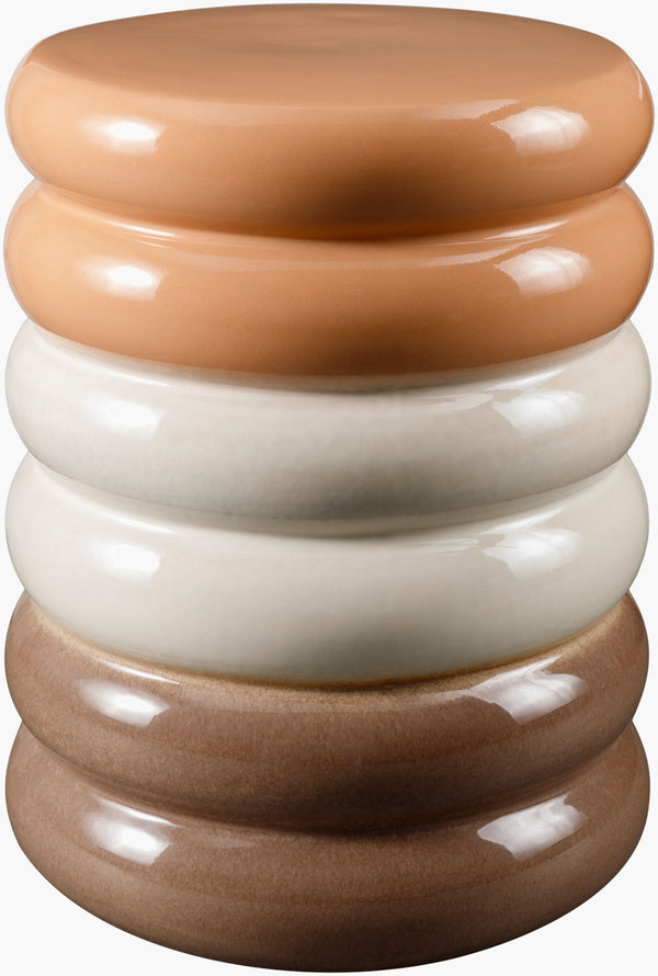 Surya Bizen Ceramic Garden Stool - Elegant 17"H X 13"W Outdoor End Table, Durable & Easy To Maintain Top, Blush Ceramic,Ceramic Biz006-171313