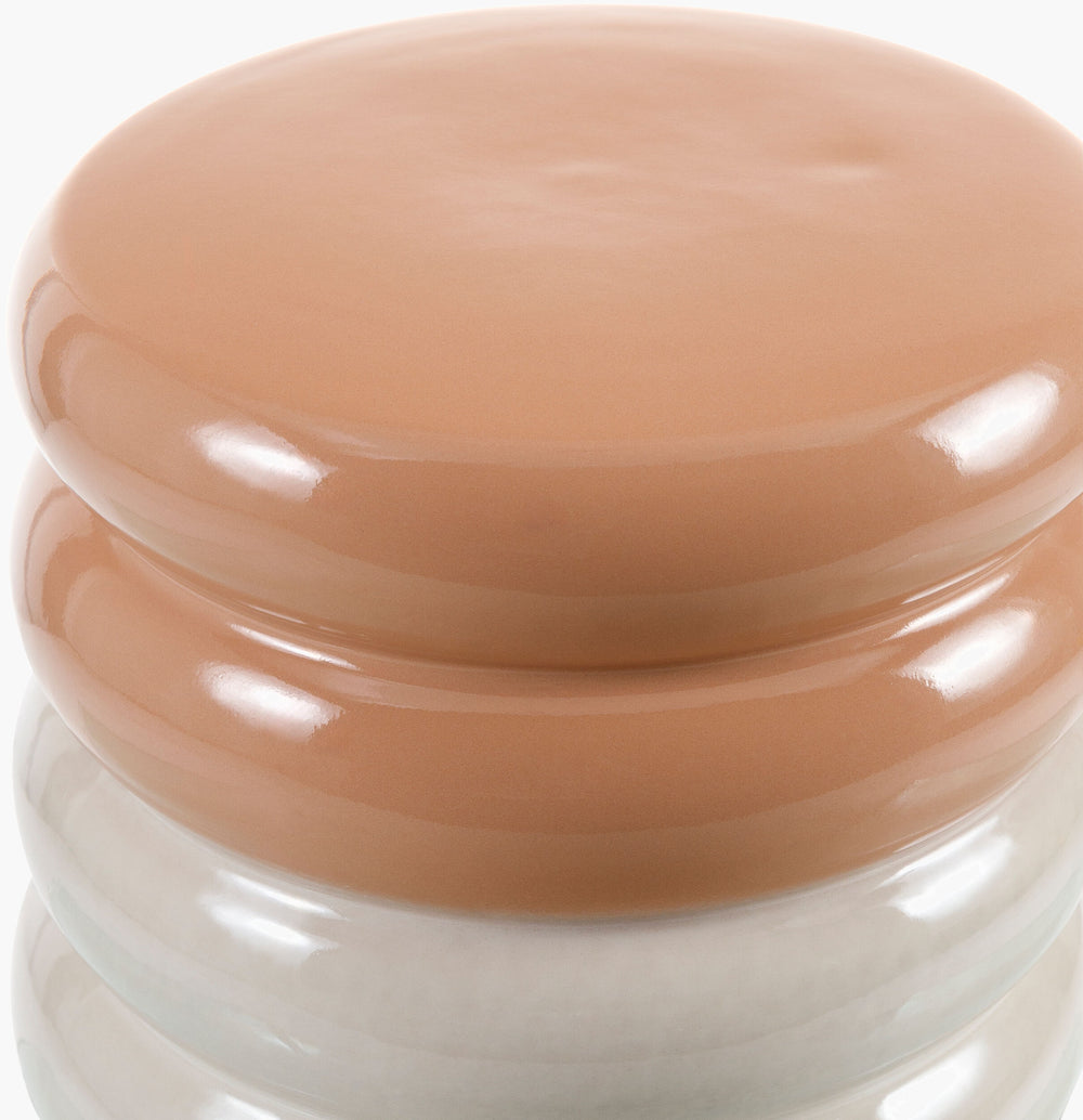 Surya Bizen Ceramic Garden Stool - Elegant 17"H X 13"W Outdoor End Table, Durable & Easy To Maintain Top, Blush Ceramic,Ceramic Biz006-171313