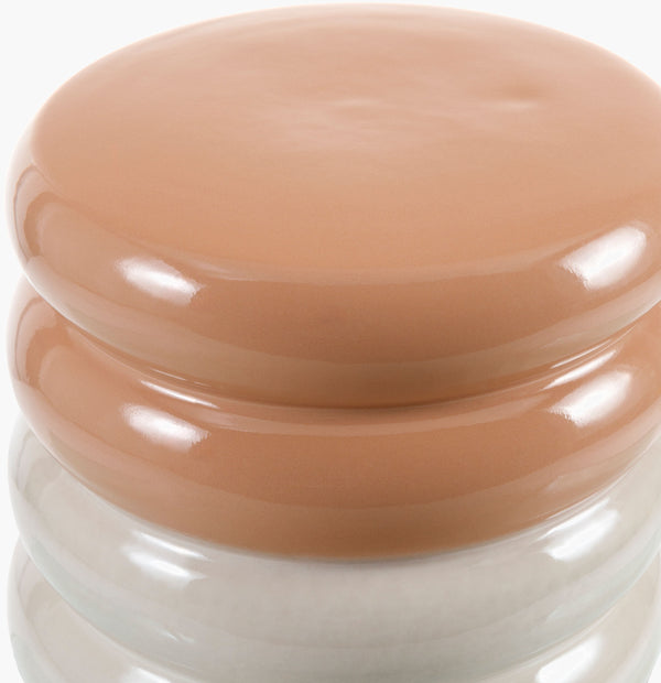 Surya Bizen Ceramic Garden Stool - Elegant 17"H X 13"W Outdoor End Table, Durable & Easy To Maintain Top, Blush Ceramic,Ceramic Biz006-171313