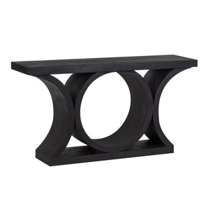 Porter Designs Porter Brockton Solid Mango Wood Console Table - Modern Geometric Design, Rich Black Finish Black Wood 05-108-10-5662