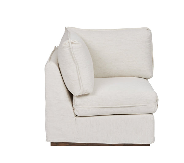A.R.T. Furniture Alias Corner Chair In Light Oak Finish With Slipcover And Luxurious Fiber Blenddown Cushioning White Slipcover In A Polyester,Linen Blend Fabric,In A Vanilla Coloration 761513-5302