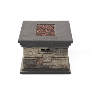 English Elm Rectangle Mgo Propane Fire Pit Faux Stone Finish 50000 Btu Outdoor Patio Centerpiece 63692.00-50K