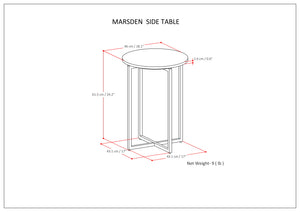 English Elm Marsden White Marble Side Table with Polished Stainless Steel X-Base — Modern End Table, 24.2" H B136P159933