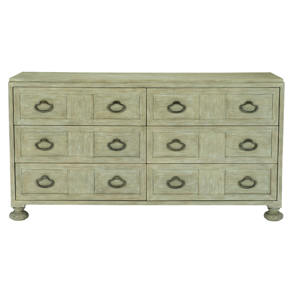 Bernhardt Bernhardt Santa Barbara Sandstone Dresser, 6-Drawer Cerused Oak Veneers, Vintage-Nickel Pulls, 69.75"W 385050