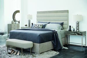 Bernhardt Bernhardt Cerused Greige Queen Panel Bed With Upholstered Inset Panels, Rustic Modern Craftsmanship K1106