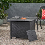 Christopher Knight Home® - Noble House - Aspen Outdoor Square Aluminum Fire Pit, Matte Black