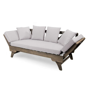 English Elm Ottavio Outdoor Acacia Wood Daybed with Weather Resistant Cushions for Patio Lounging 63454.00