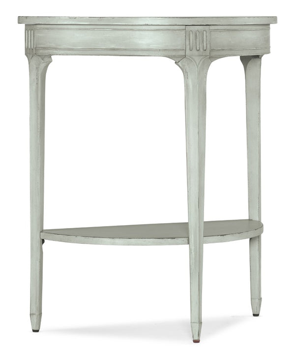 Hooker Furniture Charleston Demilune Console Table With Weathered Charleston Green Finish, Carved Accents, Shelf Storage Light Blue 6750-50003-40