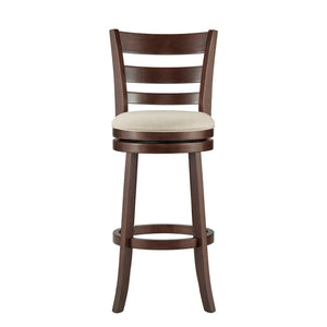 Homelegance By Top-Line Wyatt Ladder Back Linen Swivel 29-inch Height Bar Stool Beige Rubberwood
