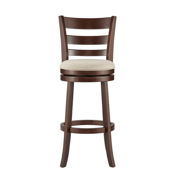 Homelegance By Top-Line Wyatt Ladder Back Linen Swivel 29-inch Height Bar Stool Beige Rubberwood