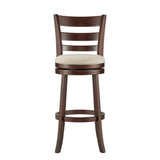 Homelegance By Top-Line Wyatt Ladder Back Linen Swivel 29-inch Height Bar Stool Beige Rubberwood