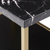 Homelegance By Top-Line Tosca Counter Height Metal Table Set with Faux Marble Top Gold Metal