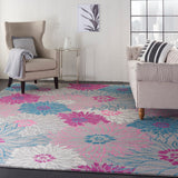 Nourison Passion PSN17 Machine Made Power-loomed No Border Indoor Only Contemporary  Rug Grey, Pink and Grey 100% Polypropylene 99446722263