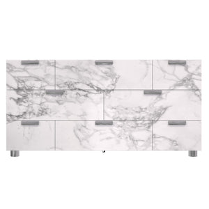 Bernhardt Bernhardt Stratum Dresser With Arabescato Stone Fronts, 8 Soft‑Close Drawers, Mist Wood Case, Polished Nickel Accents 325050